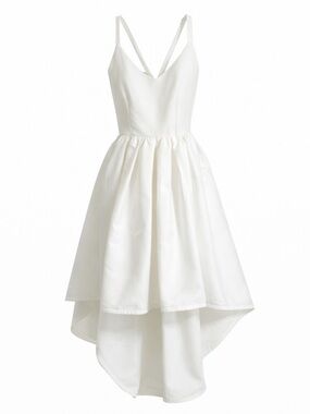 Gracia White High Low Dress | Strappy Back Fit & Flare | Size Small